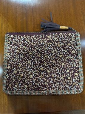 5 for $40: Mossimo Supply Co. Burgundy Wristlet Clutch with Gold Sequins